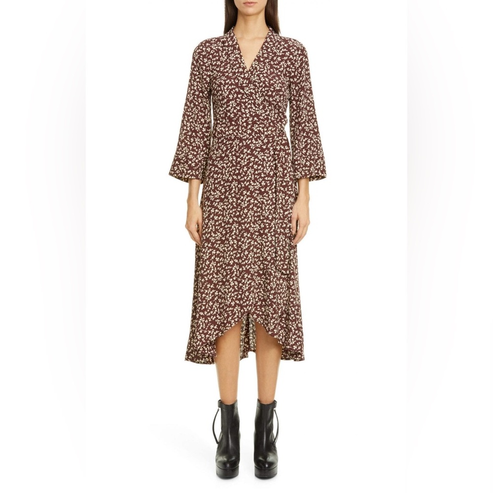 COPY - Floral Logo Crêpe Wrap Dress, chocolate, size 4